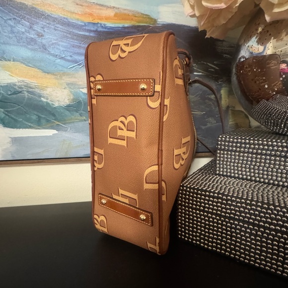 Dooney & Bourke Tan and Brown Monogram Shoulder Bag - Picture 4 of 6